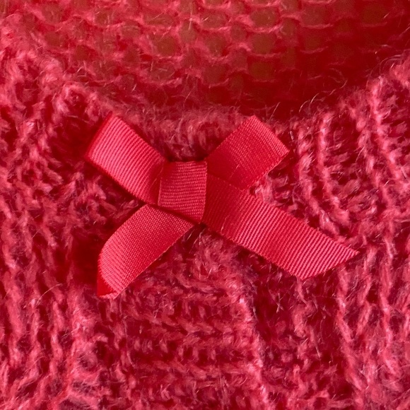 GUINEVERE Womans Large Mohair Cropped Cable Knit Long Sleeve V Neck Cardigan - Picture 8 of 12